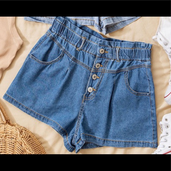 Just In!! Paperbag Button fly Denim Mom Shorts - Picture 2 of 6